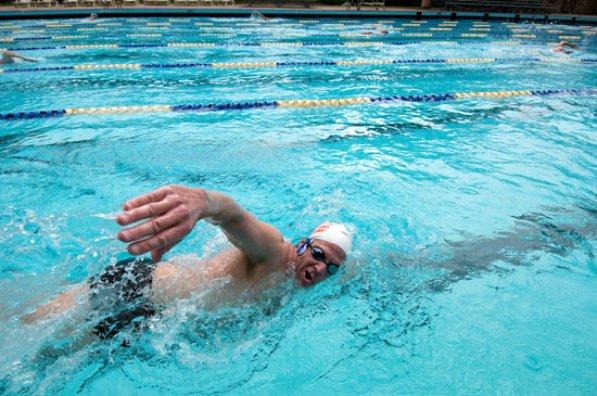 Man swimming in a pool